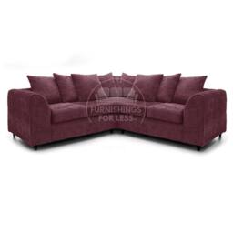 Furnishings For Less UK Monaco 5 Seater Chenille Fabric Sofa L Shaped 2 Corner 2 Scatter Back in Purple