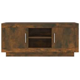Berkfield Home TV Cabinet Smoked Oak 102x35x45 cm Engineered Wood in Brown - Size: 102 x 35 x 45 cm - thumbnail 5
