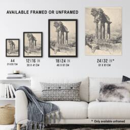 "Artery8 Joseph Pennell The Columns of Castor & Pollux Wall Art Print in Grey - Size: W12"" x H16""" - thumbnail 3