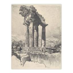 "Artery8 Joseph Pennell The Columns of Castor & Pollux Wall Art Print in Grey - Size: W12"" x H16""" - thumbnail 1