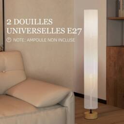 EONLION Tall Floor Lamp Lighting With Fabric Shade for Bedroom in White - thumbnail 4