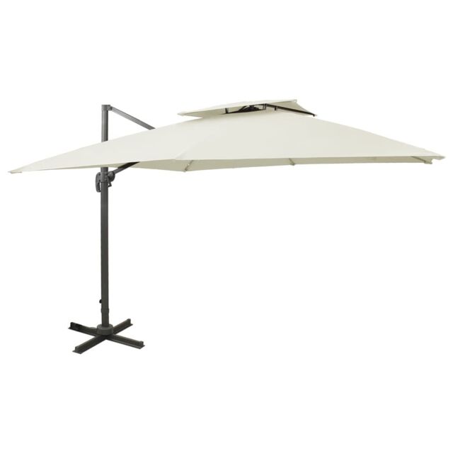 Berkfield Home Cantilever Garden Parasol with Double Top 300x300 cm Sand in White - image 1