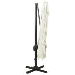 Berkfield Home Cantilever Garden Parasol with Double Top 300x300 cm Sand in White - thumbnail 5