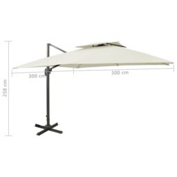 Berkfield Home Cantilever Garden Parasol with Double Top 300x300 cm Sand in White - thumbnail 9