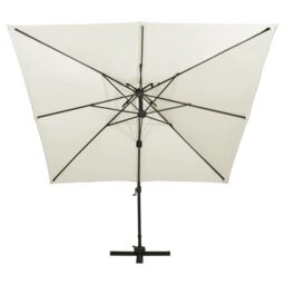 Berkfield Home Cantilever Garden Parasol with Double Top 300x300 cm Sand in White - thumbnail 3