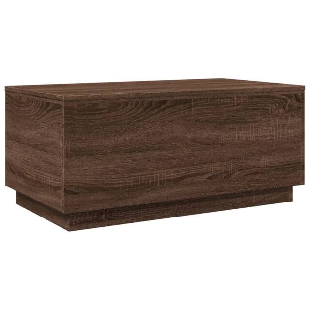 Berkfield Home Modern Coffee Table with LED Lights Brown Oak 90x50x40 cm - Size: 90 x 50 x 40 cm