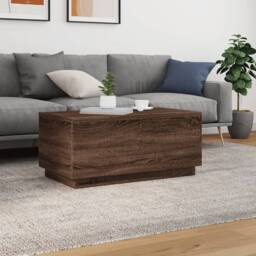 Berkfield Home Modern Coffee Table with LED Lights Brown Oak 90x50x40 cm - Size: 90 x 50 x 40 cm - thumbnail 4