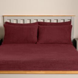 OHS 4 Pack Teddy Fleece Pillowcase Cover Bedding Set Thermal in Burgundy - Size: Standard Pillow Case - thumbnail 4