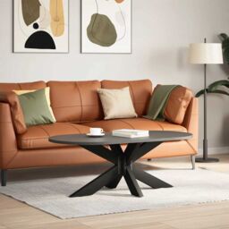Berkfield Home Coffee Table Leg Spider Shape Black 98x58x(42-43) cm Steel - thumbnail 2