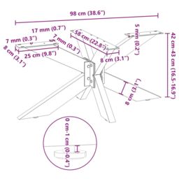 Berkfield Home Coffee Table Leg Spider Shape Black 98x58x(42-43) cm Steel - thumbnail 9