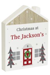 Personalised Memento Company Personalised Christmas Wooden House Ornament in Off-White - thumbnail 4