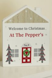 Personalised Memento Company Personalised Christmas Wooden House Ornament in Off-White - thumbnail 3