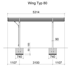Agadon SKY Aluminium Design Carport in Dark Grey - Size: 5314 x 2757 mm - thumbnail 6