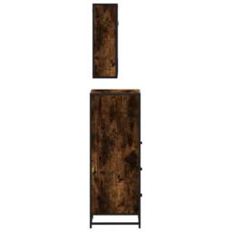 Berkfield Home Durable 3 Piece Bathroom Furniture Set Smoked Oak Engineered Wood in Brown - thumbnail 6