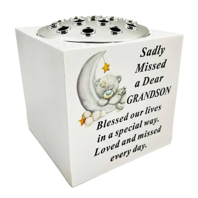 David Fischhoff Memorial Grave Bear On A Moon Rose Bowl - Grandson in White - image 1