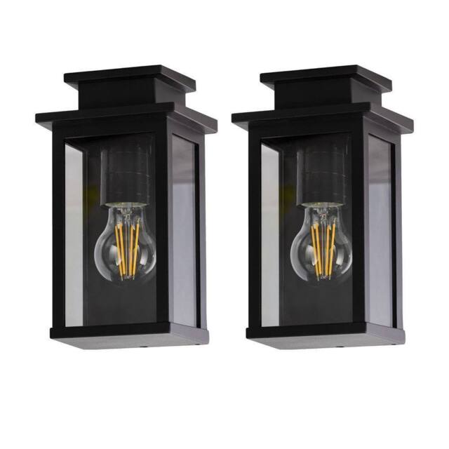 First Choice Lighting Set of 2 Cotswold - Black Traditional Flush Outdoor Wall Lights - image 1