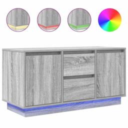 Berkfield Home TV Cabinet with LED Lights Grey Sonoma 100x41x50 cm - Size: 100 x 41 x 50 cm - thumbnail 3
