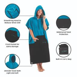 Osprey Action Sports Osprey Adult Surf Poncho Towel for Men & Women in Aqua - thumbnail 4