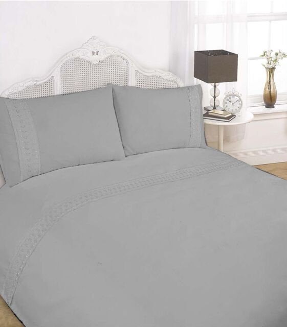 Rapport Home Sorrento Polycotton Duvet Cover Set With Pillowcase in Silver - Size: Super King - image 1