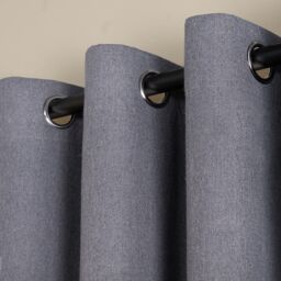 OHS Woven Texture Pair of Eyelet Curtains Ready Made Blackout in Charcoal - Size: 229 cm width x 229 cm drop - thumbnail 3