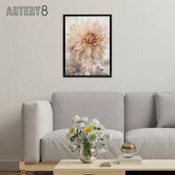 "Artery8 Elegant Dahlia Flower Floral Framed Canvas Wall Art Print in White - Size: W12"" x H16""" - thumbnail 3