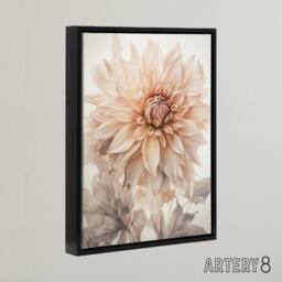 "Artery8 Elegant Dahlia Flower Floral Framed Canvas Wall Art Print in White - Size: W12"" x H16""" - thumbnail 2