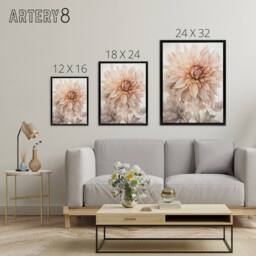 "Artery8 Elegant Dahlia Flower Floral Framed Canvas Wall Art Print in White - Size: W12"" x H16""" - thumbnail 4