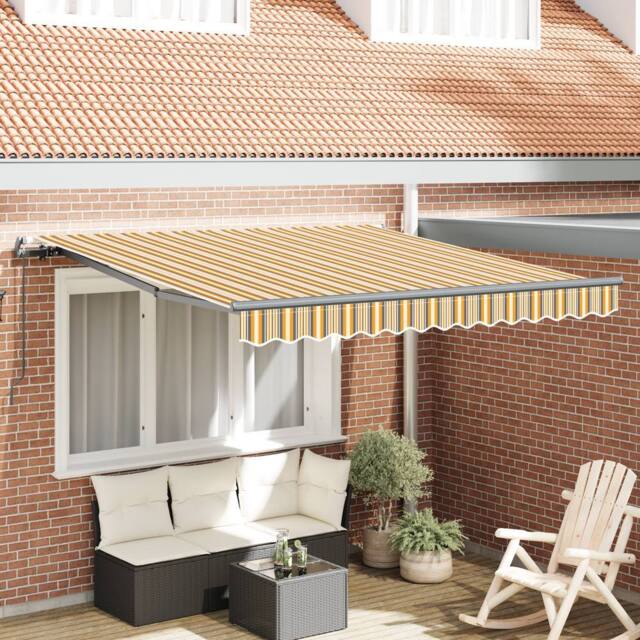 Berkfield Home Manual Retractable Awning Multicolour Stripe 350x250 cm in Yellow - image 1