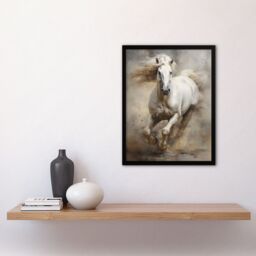 "Artery8 The Race By Tom French Galloping Horse Majestic Powerful Modern Art Print Framed Poster Wall Decor 12x16 inch in Black - Size: W12"" x H16""" - thumbnail 4