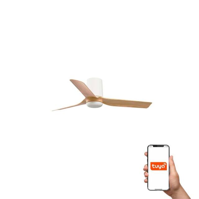 Netlighting Mini Punt Tub Small 3 Blade Ceiling Fan White Maple Smart in Brown - image 1