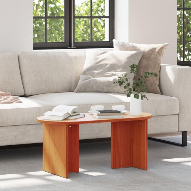 Berkfield Home Coffee Table Wax brown 80 x 39.5 x 35 cm Solid pine wood - image 1