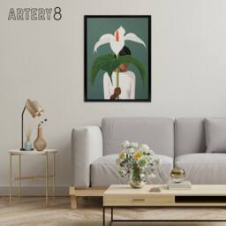 "Artery8 Giant Peace Lily Plant Lover Framed Canvas Wall Art Print in Green - Size: W12"" x H16""" - thumbnail 3
