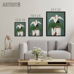 "Artery8 Giant Peace Lily Plant Lover Framed Canvas Wall Art Print in Green - Size: W12"" x H16""" - thumbnail 4