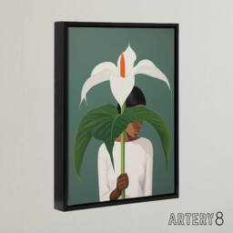 "Artery8 Giant Peace Lily Plant Lover Framed Canvas Wall Art Print in Green - Size: W12"" x H16""" - thumbnail 2