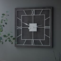 Love Lace Williston Grey Square Wall Clock in Silver - thumbnail 4