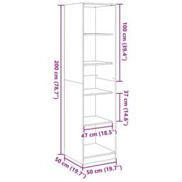 Berkfield Home Wardrobe Concrete Grey 50x50x200 cm Engineered Wood - Size: 50 x 50 x 200 cm - thumbnail 9