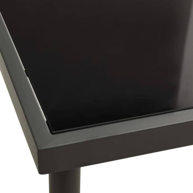 Berkfield Home Outdoor Dining Table Anthracite 80x80x72 cm Glass & Steel in Black - Size: 80 x 80 x 72 cm - image 1