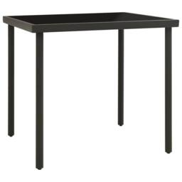Berkfield Home Outdoor Dining Table Anthracite 80x80x72 cm Glass & Steel in Black - Size: 80 x 80 x 72 cm - thumbnail 2