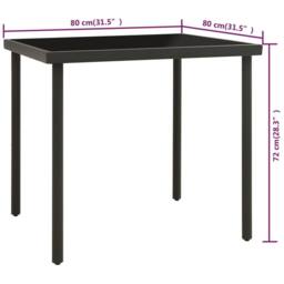 Berkfield Home Outdoor Dining Table Anthracite 80x80x72 cm Glass & Steel in Black - Size: 80 x 80 x 72 cm - thumbnail 4