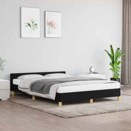Berkfield Home Bed Frame with Headboard Black 180x200cm Super King Fabric - thumbnail 2