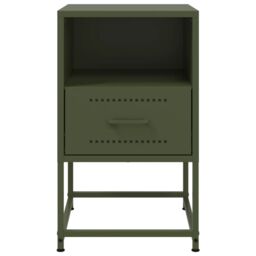 Berkfield Home Bedside Cabinet Olive Green 36x39x60.5 cm Steel - thumbnail 6