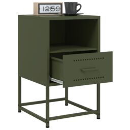 Berkfield Home Bedside Cabinet Olive Green 36x39x60.5 cm Steel - thumbnail 5