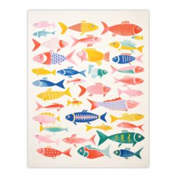 "Artery8 Multicoloured Fish Screen Print By Sofia Francis Kitchen Food Risograph Unframed Wall Art Print Poster Home Decor Premium - Size: W12"" x H16""" - thumbnail 1