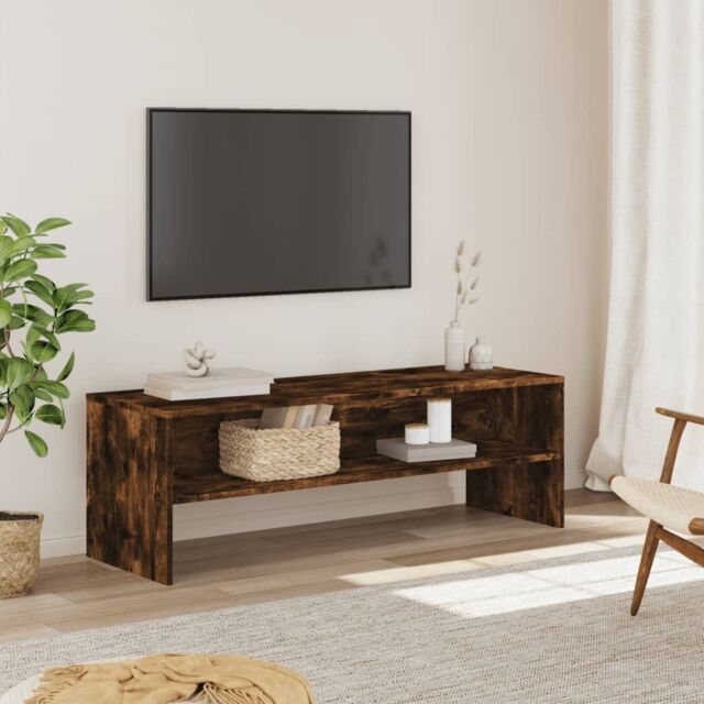 Berkfield Home TV Cabinet Smoked Oak 120x40x40 cm Engineered Wood in Brown - Size: 120 x 40 x 40 cm - image 1