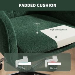 HOMCOM Modern Snow Flannel Office Desk Chair for Bedroom, Living Room in Dark Green - thumbnail 5