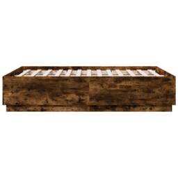 Berkfield Home Durable Bed Frame with LED without Mattress Smoked Oak 120x190 cm in Brown - Size: Small Double - thumbnail 7
