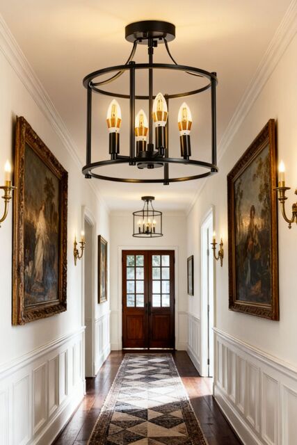 Living and Home Black Cage Metal Ceiling Light - image 1