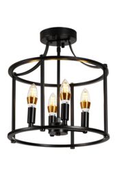 Living and Home Black Cage Metal Ceiling Light - thumbnail 4