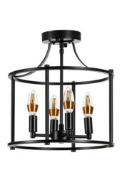 Living and Home Black Cage Metal Ceiling Light - thumbnail 3