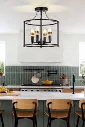 Living and Home Black Cage Metal Ceiling Light - thumbnail 2